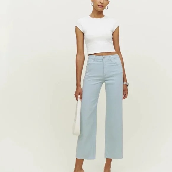 Reformation Cowboy High Rise Jeans -Powder Light Blue - Size 28 - Picture 2 of 10